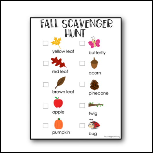 Fall Scavenger Hunt – Printables Club