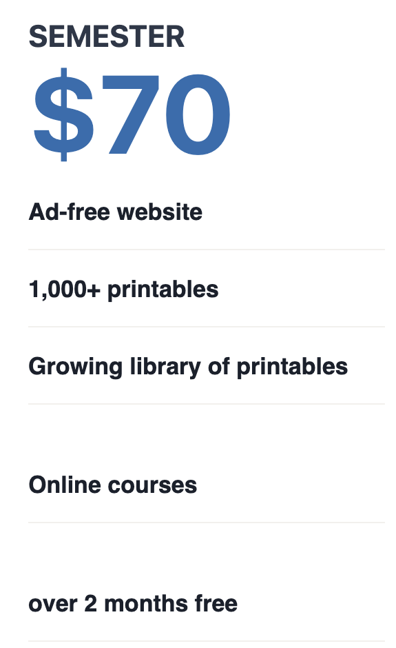 semester membership price